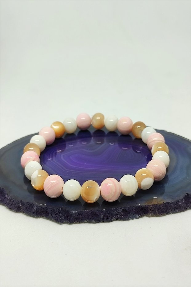 Certified Colorful Mother of Pearl Natural Stone Bracelet