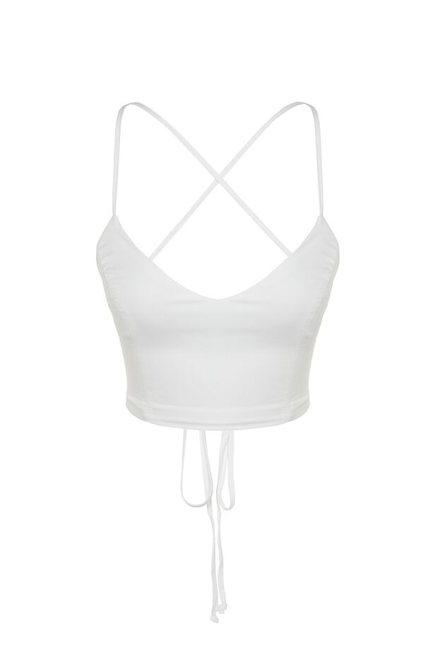 Tkany gorset z podszewką w kolorze ecru TPRSS21BS0009 - 7