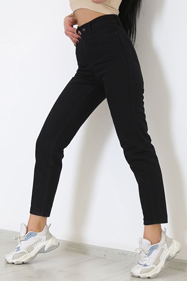 Women's High Waist Black Mom Jeans Lycra Stretch Denim Pants