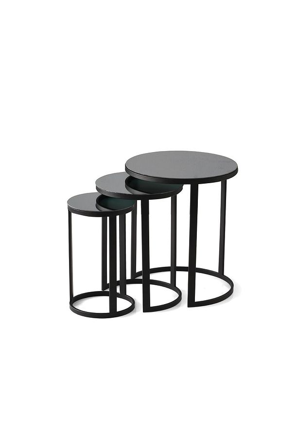 Sedef Modern Tarz Zigon Sehpa 3'lü Yuvarlak - 1