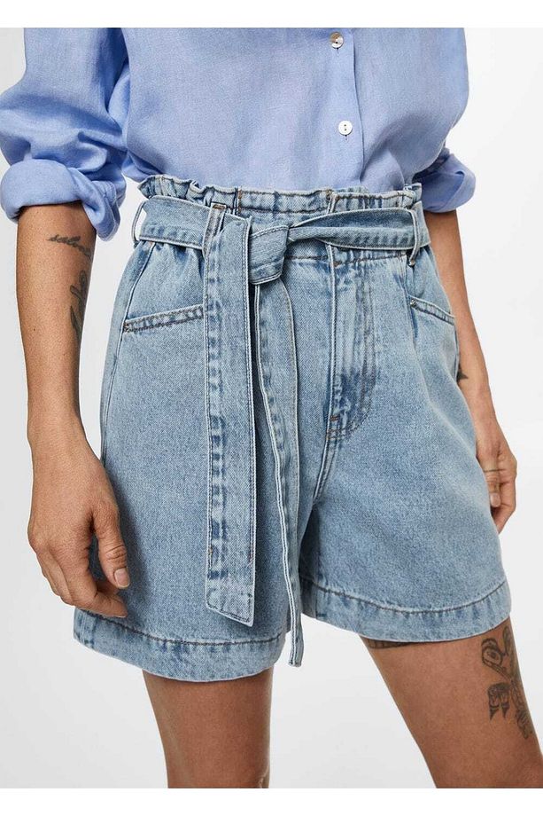 Paperbag Denim Şort - 7