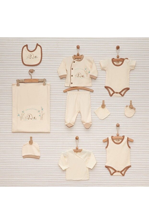 Baby Boy 100% Cotton Organic 10 Piece Elephant Hospital Exit Set