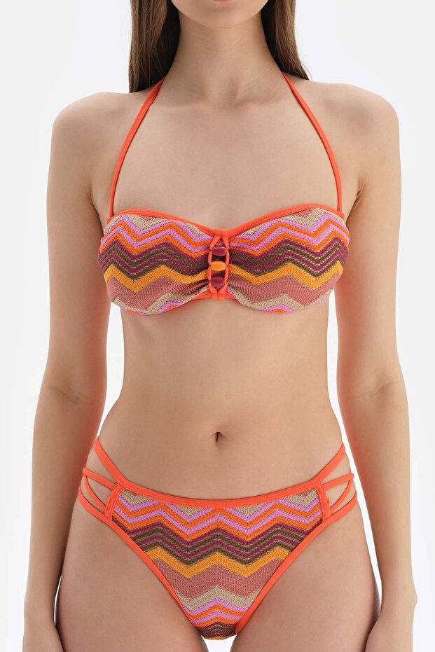 Kiremit Straplez Bikini Üst - 3