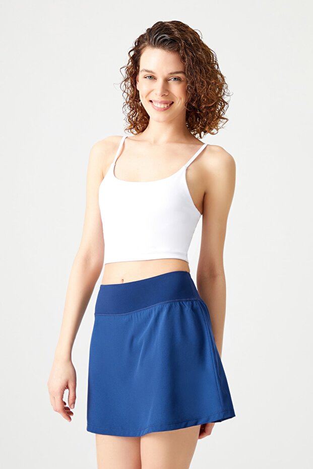 Granatowa 2-warstwowa spódnica do tenisa - Spódnica z krótkim rękawem - Spódnica sportowa Spódnica do tenisa - 5