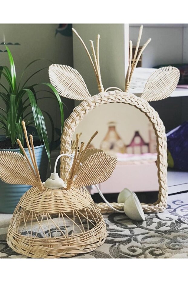 Rattan Geyik Ayna Avize Takımı - 4