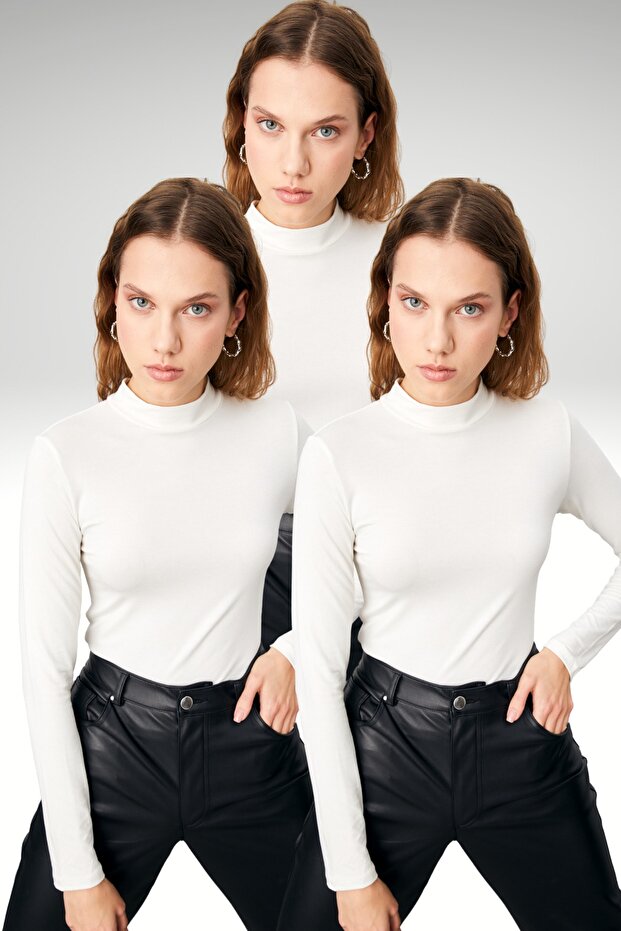 Women's White 3-Piece Bodysuit Tt00Ukp01