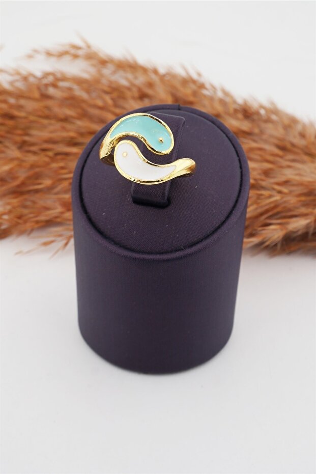 Women's Adjustable Unnumbered Zircon Enamel Yin Yang Ring