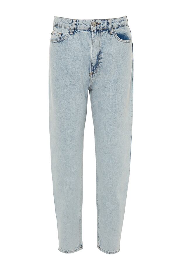Açık Mavi Yüksek Bel Mom %100 Pamuk Non-Stretch Jeans TWOSS23JE00085 - 15