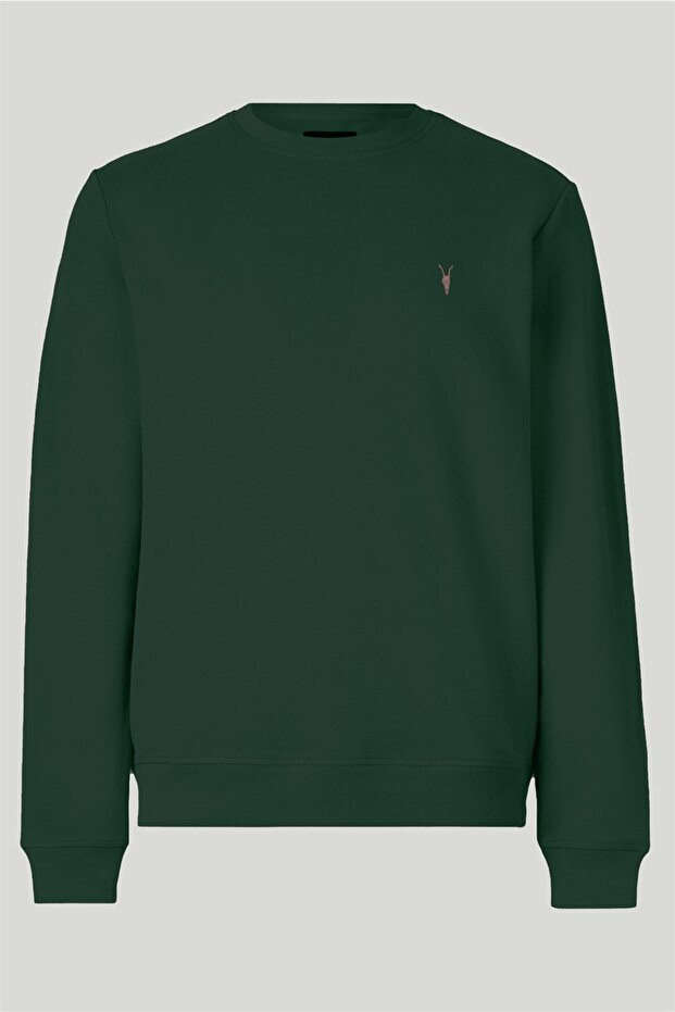 Men's Dark Green Color Basic Crew Neck Sweatshirt