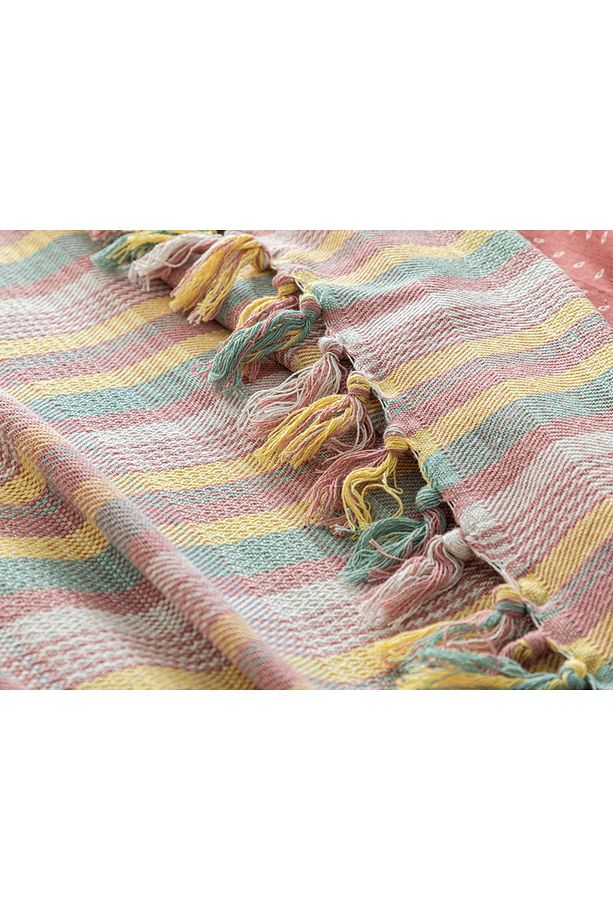 Madras Plaid Dokuma Tek Kişilik Yatak Örtüsü Takımı 160x240 Cm Pembe - Sarı - 3
