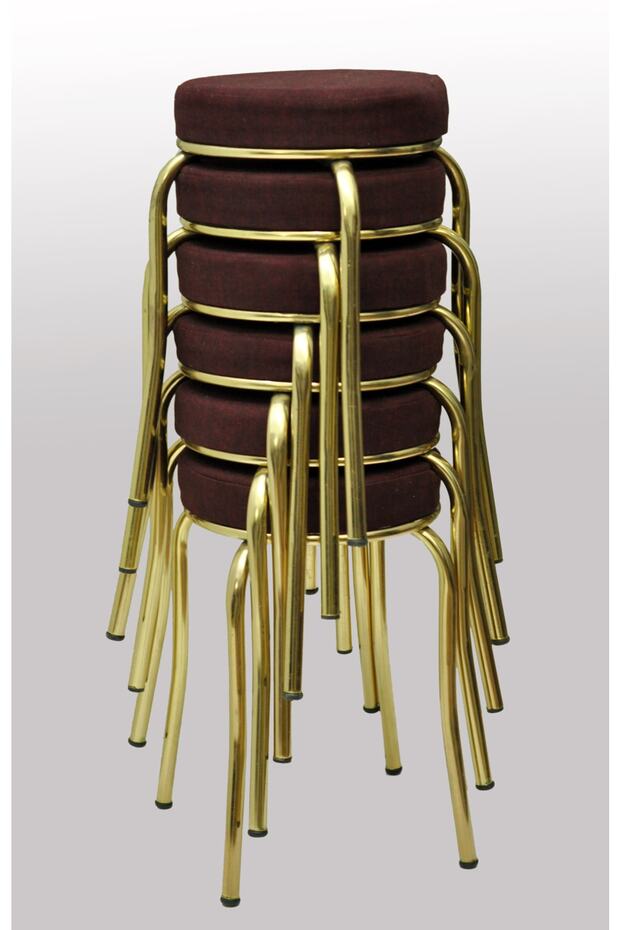 Tabure (6adet) Gold Ayaklı, Mina Kumaş, Metal Ahtapot Ayak Aygl-273 - 1