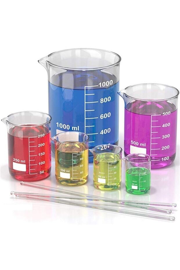 Beherglass 6 Adet 100 Ml Cam Beher Ve 1 Adet 6 Mmx 25 Cm Baget Çubuk - 5