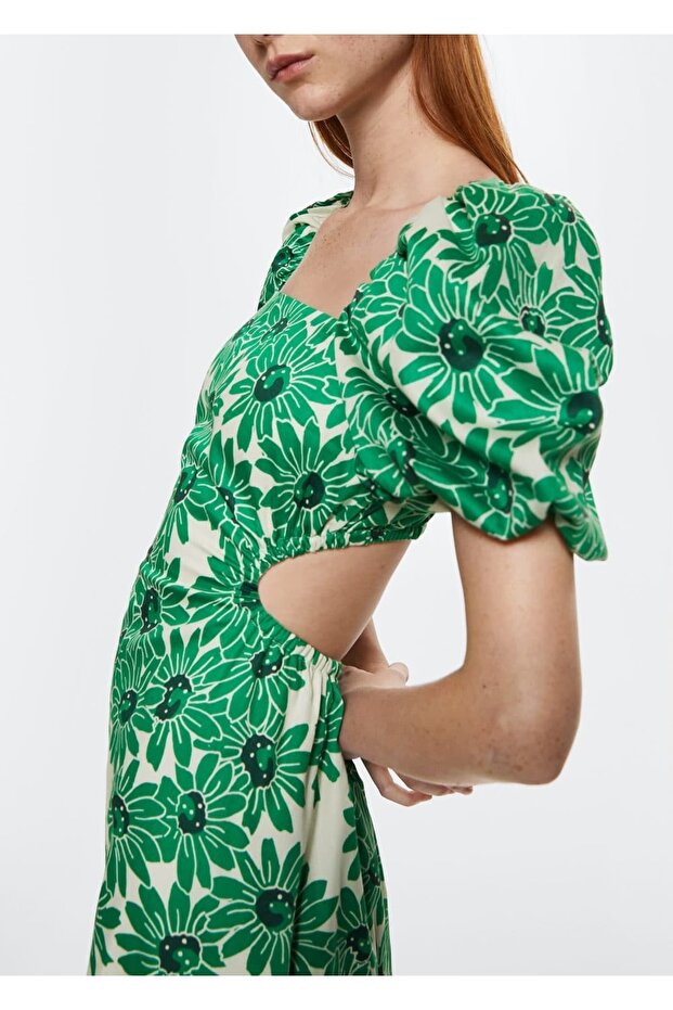 Çiçekli Pamuklu Elbise - 7