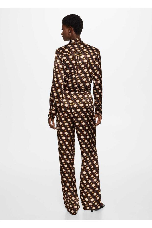 Desenli Akışkan Kumaş Tulum - 4