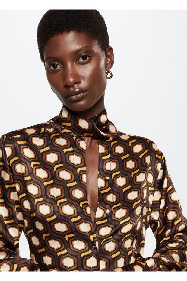 Desenli Akışkan Kumaş Tulum - 7