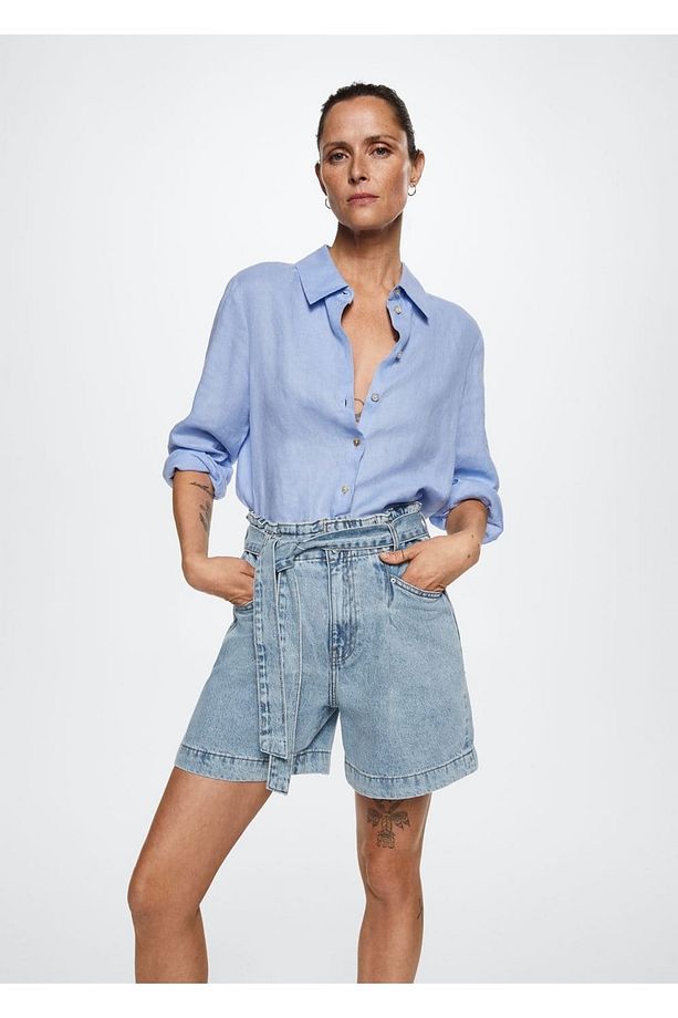 Paperbag Denim Şort - 1