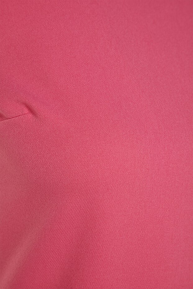 Pembe Düz Kesim Kolsuz Bisiklet Yaka Mini Dokuma Elbise TWOSS19FG0063 - 7