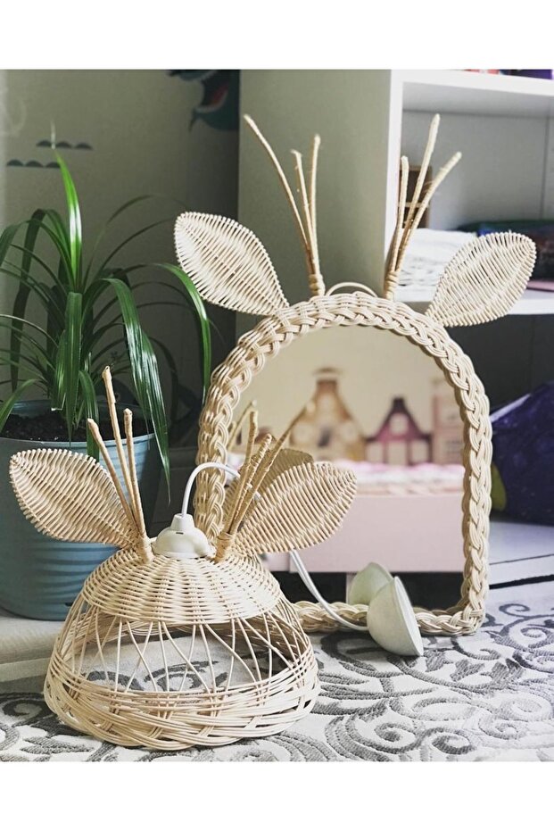 Rattan Geyik Ayna Avize Takımı - 1