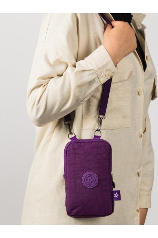 Women's Waterproof Crinkle Mini Bag Phone Wallet And Passport Cross Shoulder Bag With Neck Strap