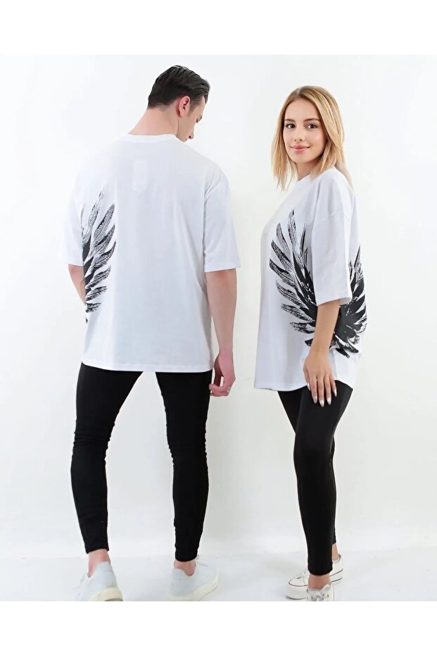 Wing Printed Oversize Cotton Unisex T-shirt (Price is per piece)