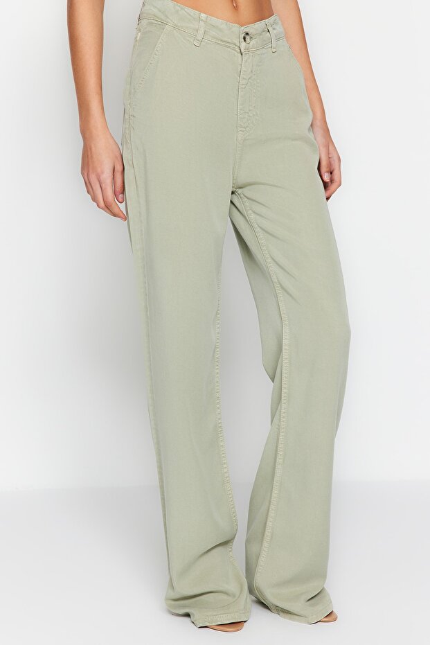 More Sustainable Mint %100 Tencel™ Düşük Bel Wide Leg Jeans TWOSS23JE00219 - 5