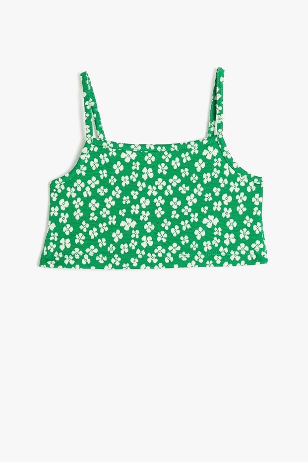 Girl's Strappy Floral Cotton Blend Crop Top 3skg30013ak