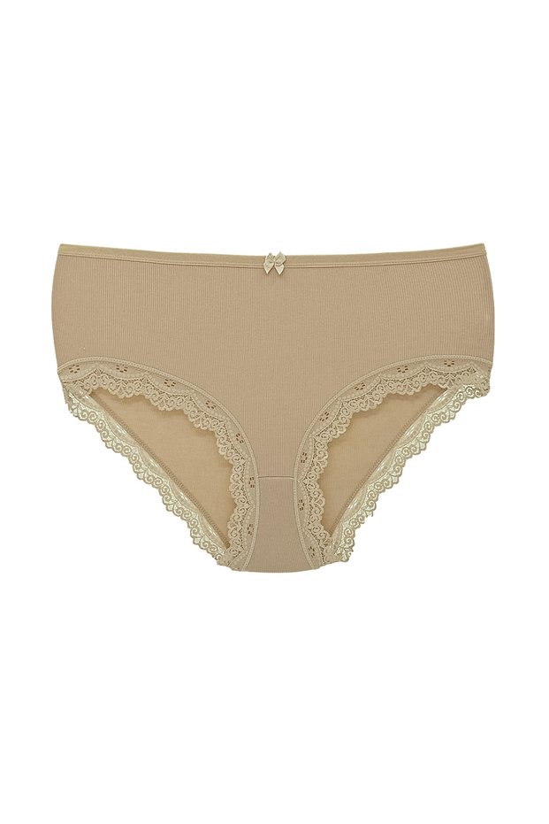 Camisole Leg Lace Detailed High Waist Large Size Bato Women's Panties