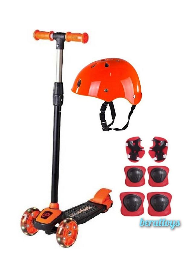 Işıklı Scooter 3 Tekerlekli Kask Dizlik Set Twist Scooter Koruyu Ful Set Çocuk Scooter - 2