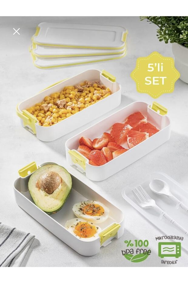 3 Layer Portable Food Container – Lunch Box Diet Nutrition Storage Container with Fork and Spoon