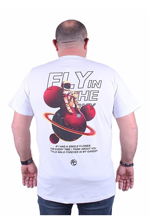 Large Size Crew Neck T-Shirt Fly In The Sky 23110 White