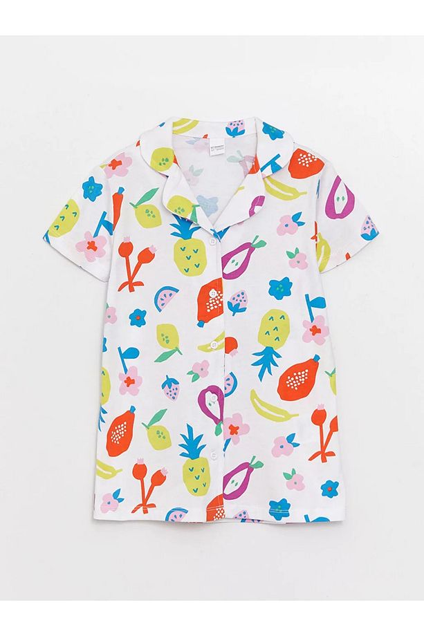 Lcw Kids Gömlek Yaka Desenli Kısa Kollu Kız Çocuk Şortlu Pijama Takımı - 2