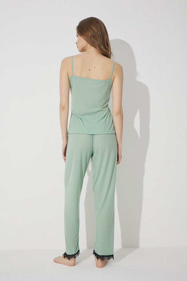 Yeşil Soft Touch Ince Örme Pijama Takım - 3