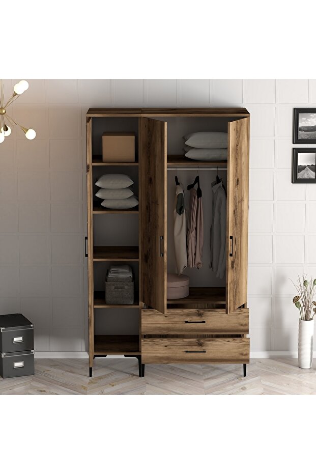 Kumsal 3 Kapılı Gardrop Rt - Ceviz - 3