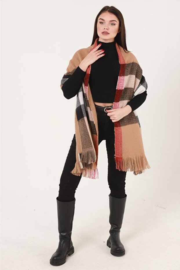 Double Sided Plaid Shawl - Shoulder Shawl