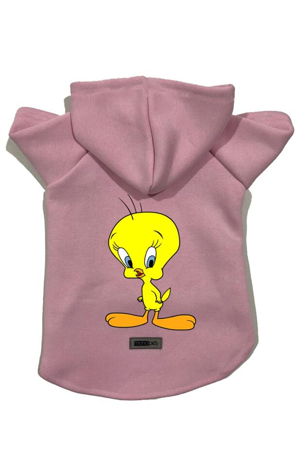 Hooded Fleece Sweatshirt Dog And Cat Outfit & Dress - Pink New Tweety