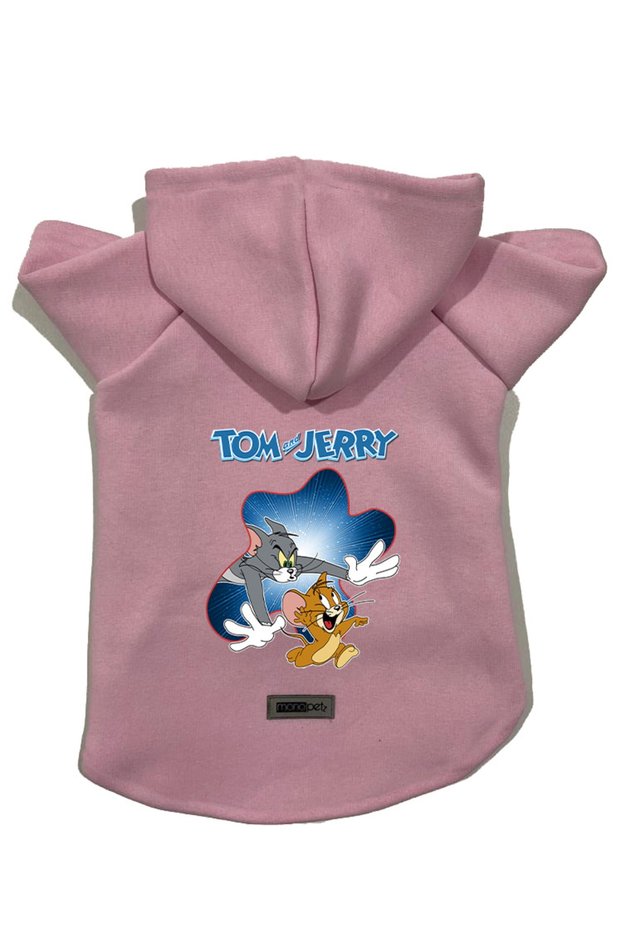 Hooded Fleece Sweatshirt Dog And Cat Outfit & Dress - Pink New Tom And Jerry