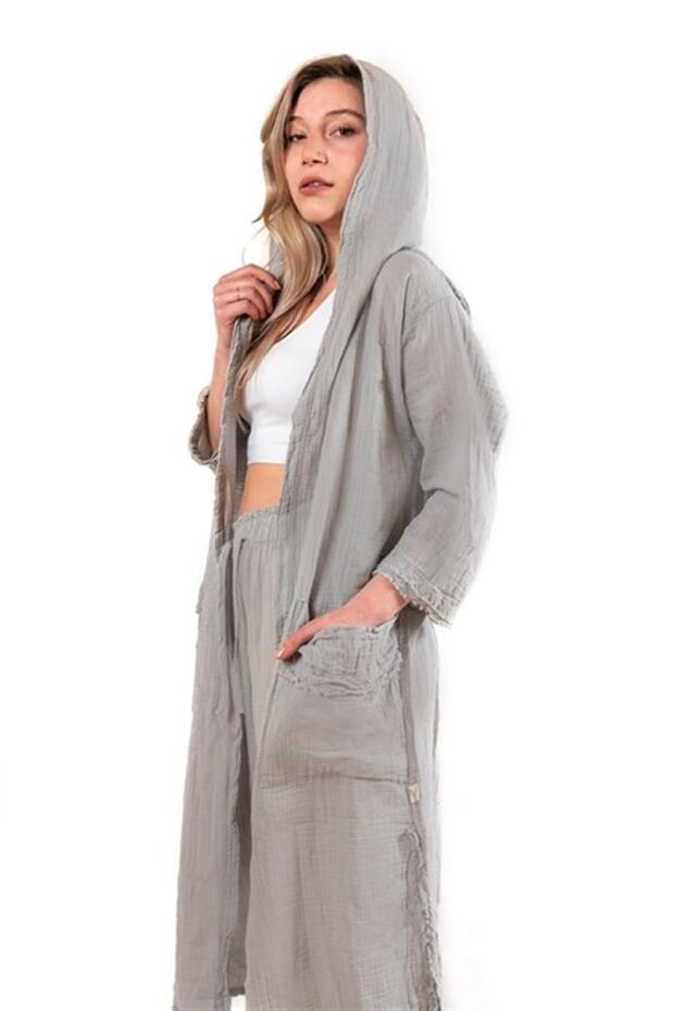 Unisex Faven Muslin Kaftan Gray