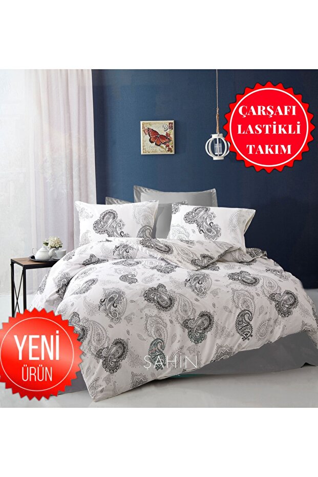 Gray Avangarde Double Duvet Cover Set with Elastic Sheets (160x200)