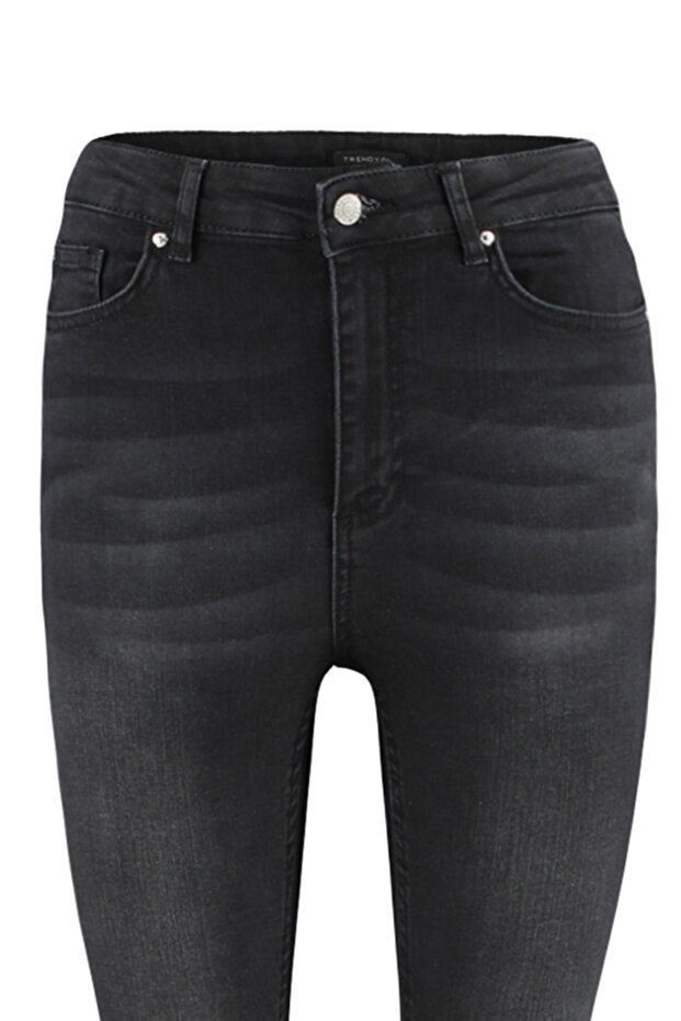 Siyah Vücudu Saran Yüksek Bel Ekstra Esnek Skinny Jeans TWOSS23JE00080 - 7