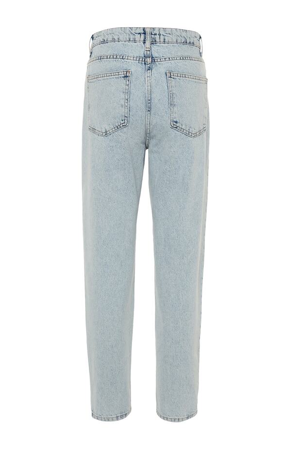 Açık Mavi Yüksek Bel Mom %100 Pamuk Non-Stretch Jeans TWOSS23JE00085 - 17