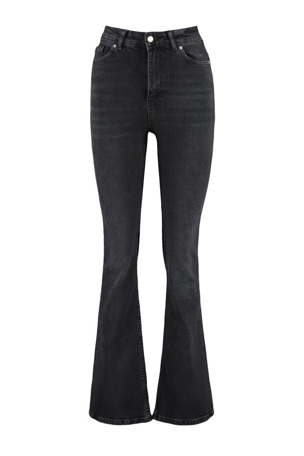 More Sustainable Siyah Yüksek Bel Orta Esnek Flare İspanyol Paça Jeans TWOSS23JE00063 - 10
