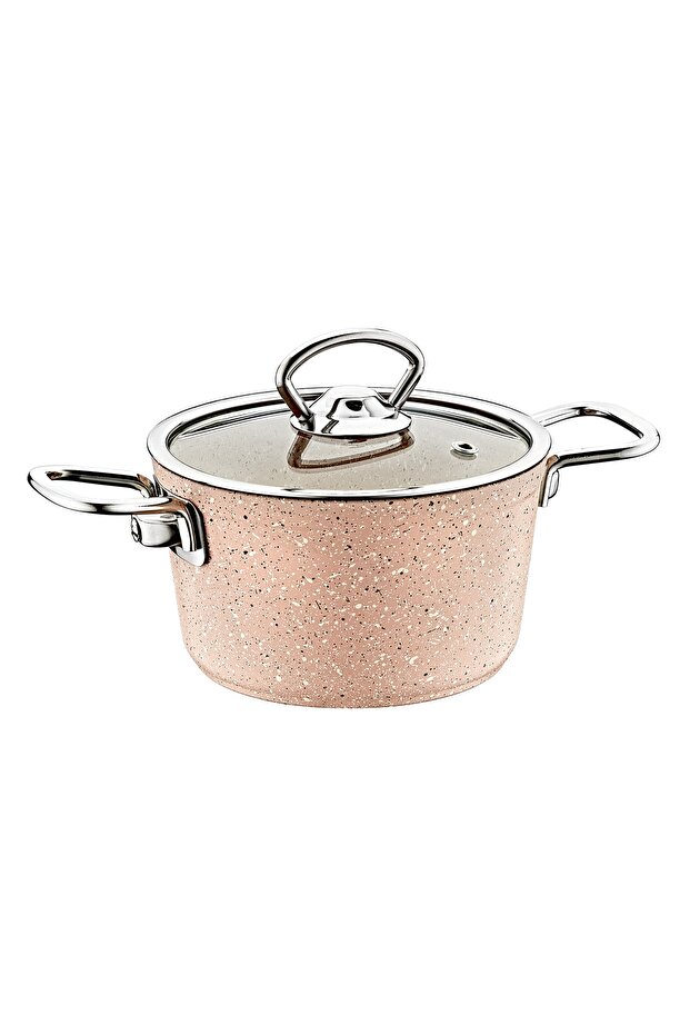 3111 2 Pieces Bio Granite Mini Pot 16x8,5 Cm Milk Coffee Color