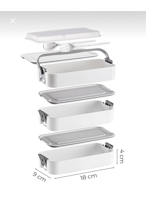 3 Layer Portable Food Container – Lunch Box Diet Nutrition Storage Container with Fork and Spoon - 4