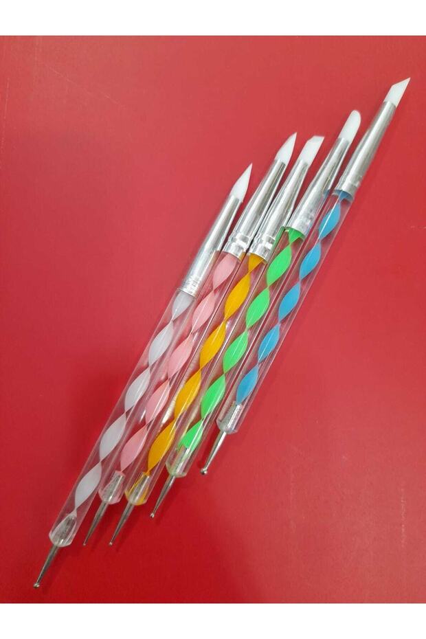 Silicone Tip Foil Embossing Set Double Ended Colorful Acrylic Handle Set of 5