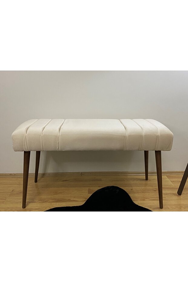 Soft Krem Puf Bench Ceviz Ayak - 3