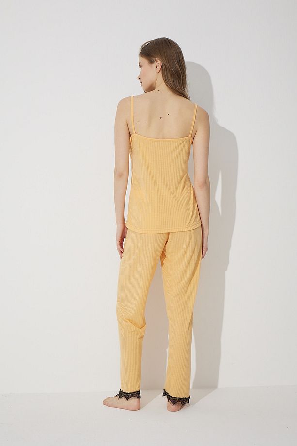 Sarı Soft Touch Ince Örme Pijama Takım - 3