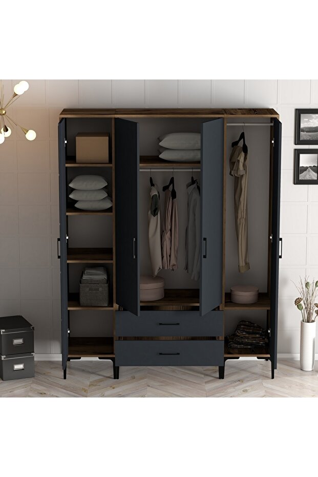 Kumsal 4 Kapılı Gardrop Ptr - Antrasit - 2