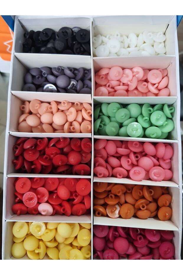 Renkli Yassı Inci Düğme 12 Renk X 6 Adet=72 Adet - 1