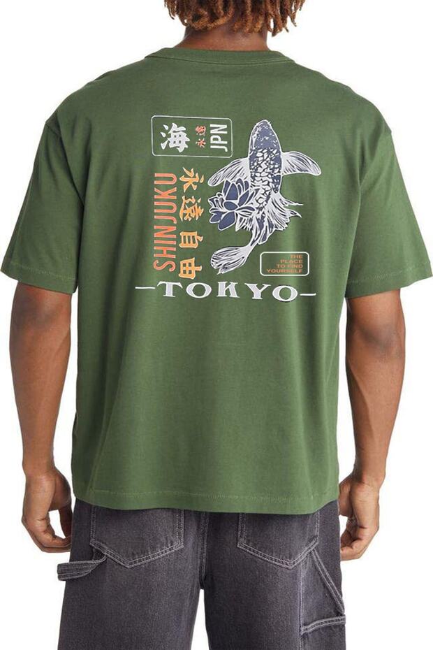 Tokyo Back Printed Unisex Oversize Khaki T-shirt