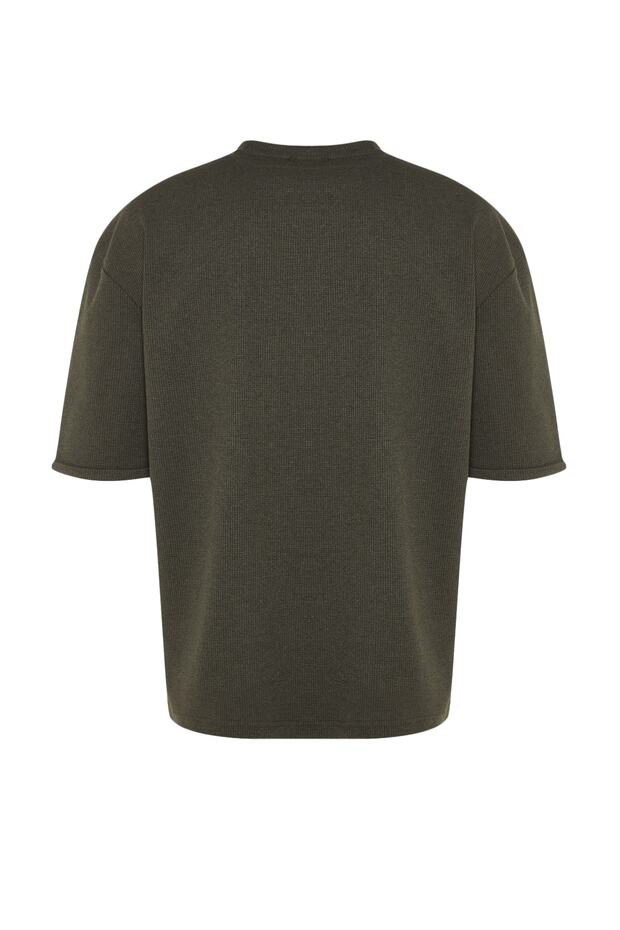 Haki Oversize/Geniş Kesim Bisiklet Yaka Kısa Kol Cepli Etiket Detaylı T-Shirt TMNSS23TS00077 - 10